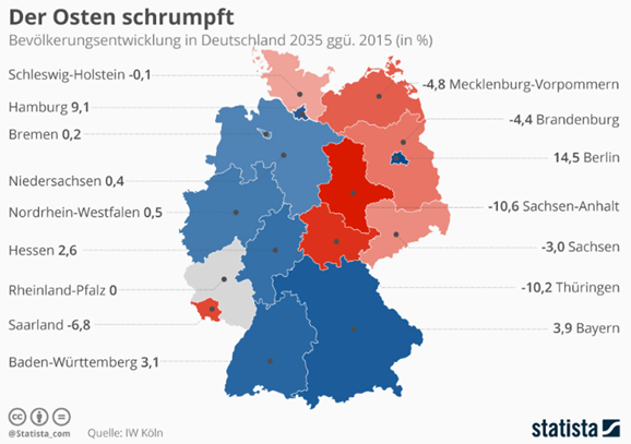 Statistik: Deutschlandkarte - Der Oster schrumpft 